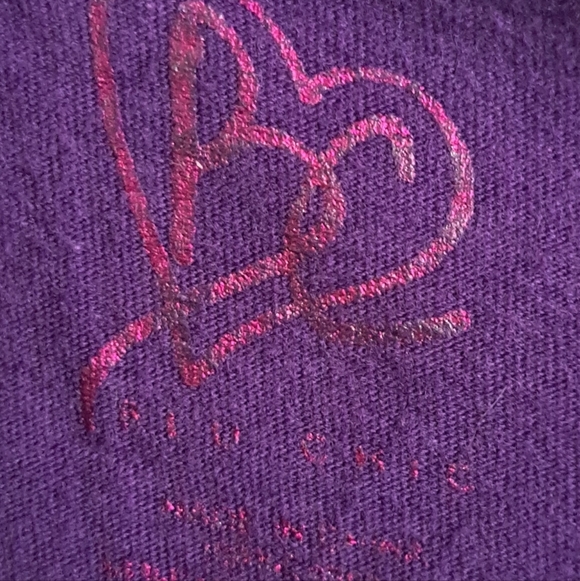 Blu Chic Rhinestone Sheer Attached Sleeve Purple and Black Women's Top - Picture 4 of 5